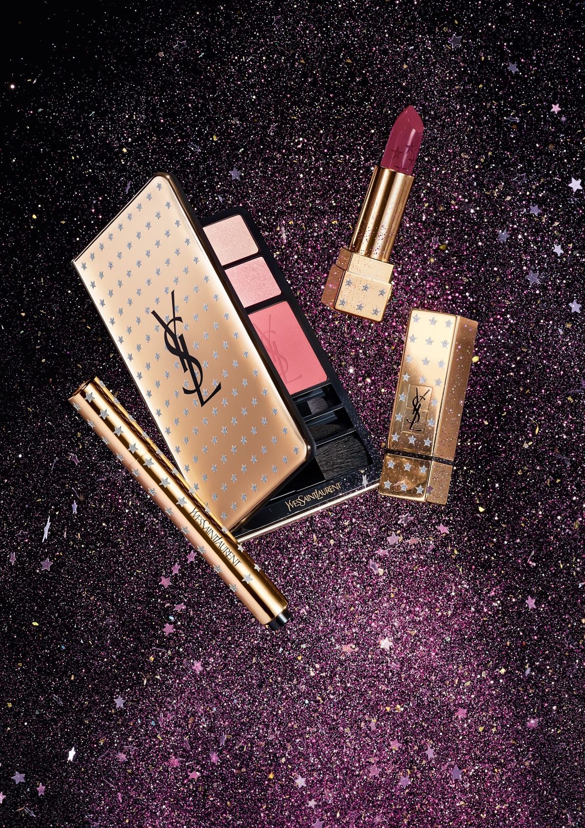 Bộ sưu tập YSL Beauty Holiday 2025 với thiết kế vàng kim sang trọng